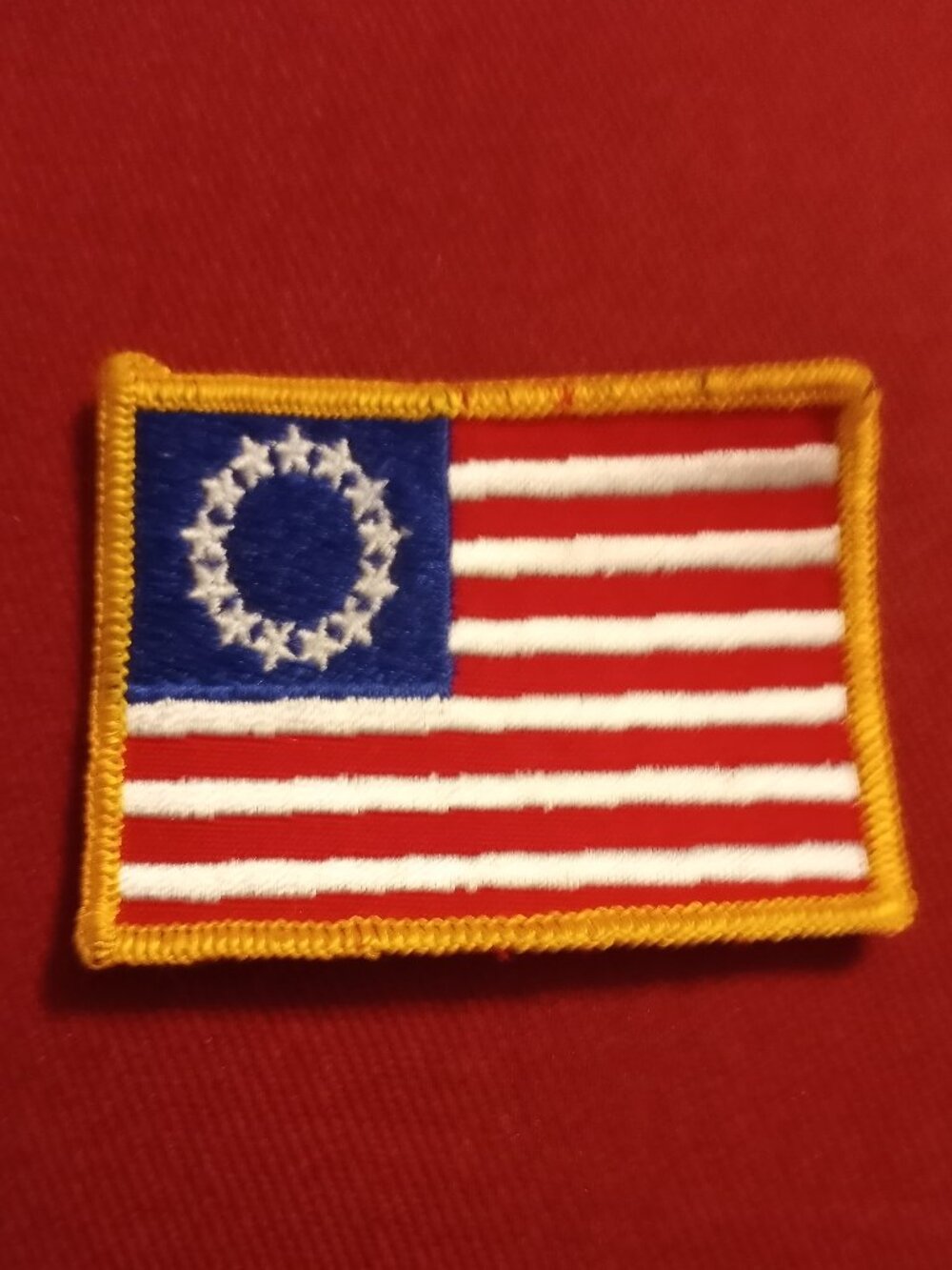vintage 13 Colonies American Flag embroidered patch from the 70s